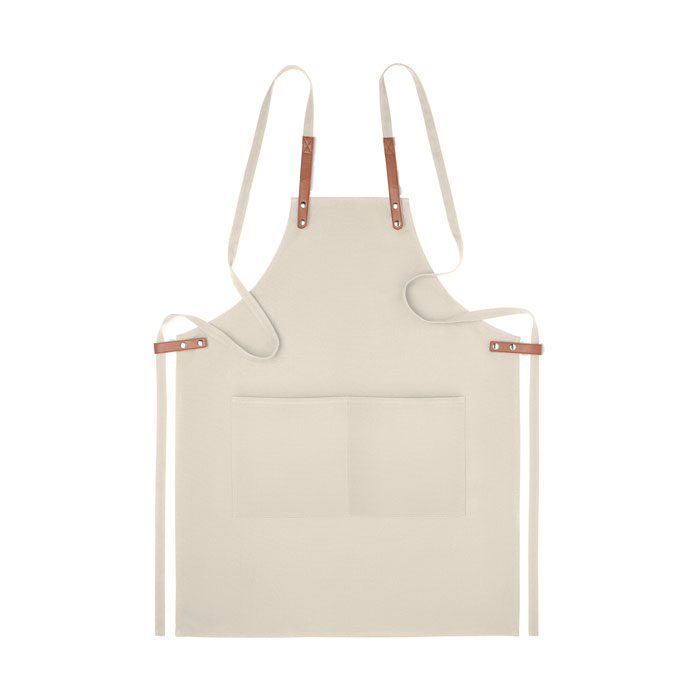 Premium köksförkläde i ekologisk bomullscanvas - Beige - Bild 4
